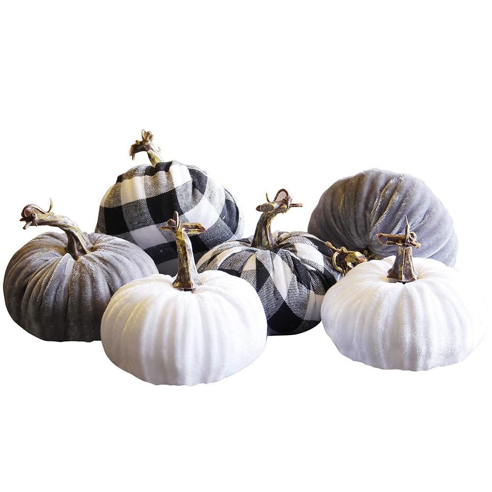 winemana 6 Pcs Thanksgiving Decorations Artificial Pumpkins, Foam Lint Pumpkins 3 Colors Fall Friendsgiving Decor for Home Kitchen Table Party Indoor Outdoor Harvest Day