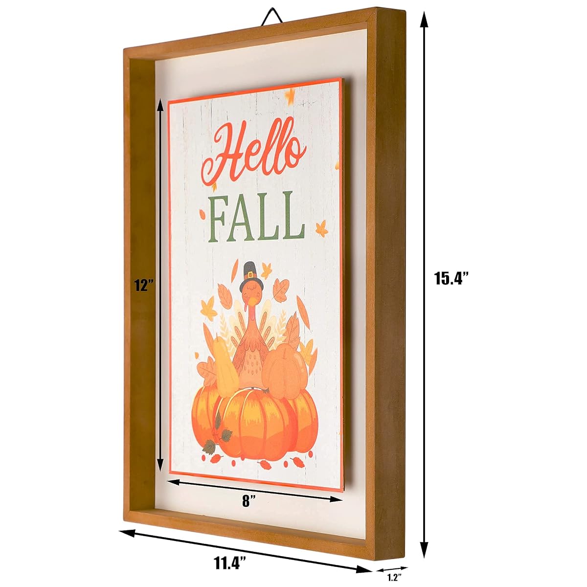 winemana Fall Wall Decor, Thanksgiving Decoration Hello Fall Sign, 15.4" x 11.4" Farmhouse Rustic Turkey Pumpkin Wooden Sign, Perfect for Porch Home Autumn Harvest Decor - imagem de detalhe 1