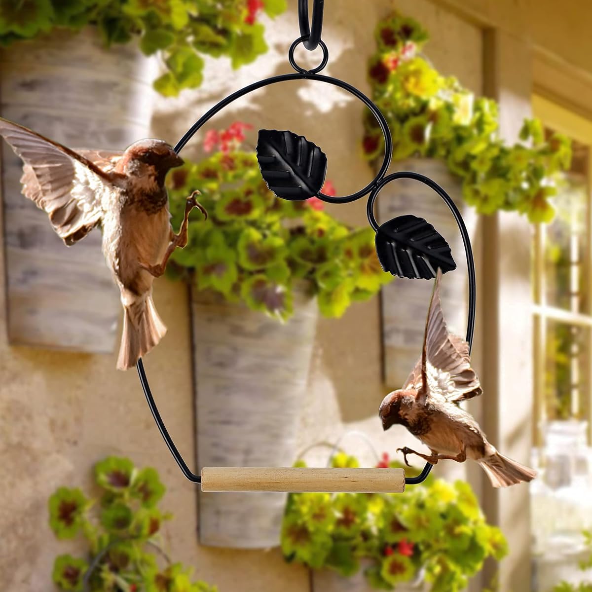 winemana Set of 3 Hummingbird Swings, Rust Resistant Metal Frame, Wooden Dowel, Attach to Bird Feeders, Perfect for Hanging Indoor Office Outdoor Trunk Lawn Patio Garden - imagem de detalhe 4