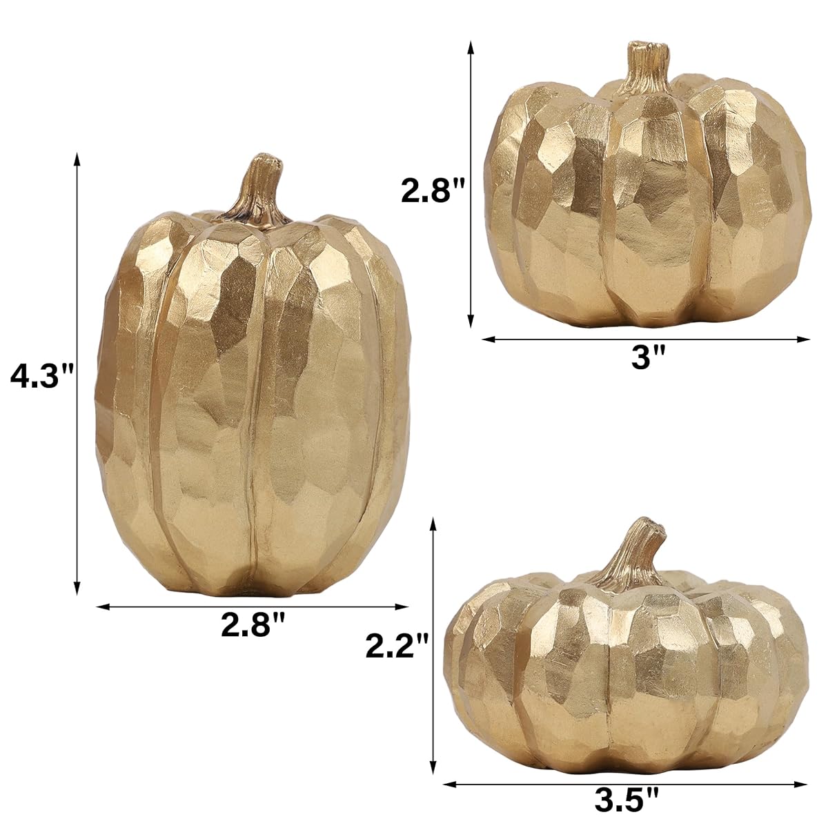winemana 3 Pack Gold Pumpkins Fall Decorations for Home - 细节图 2