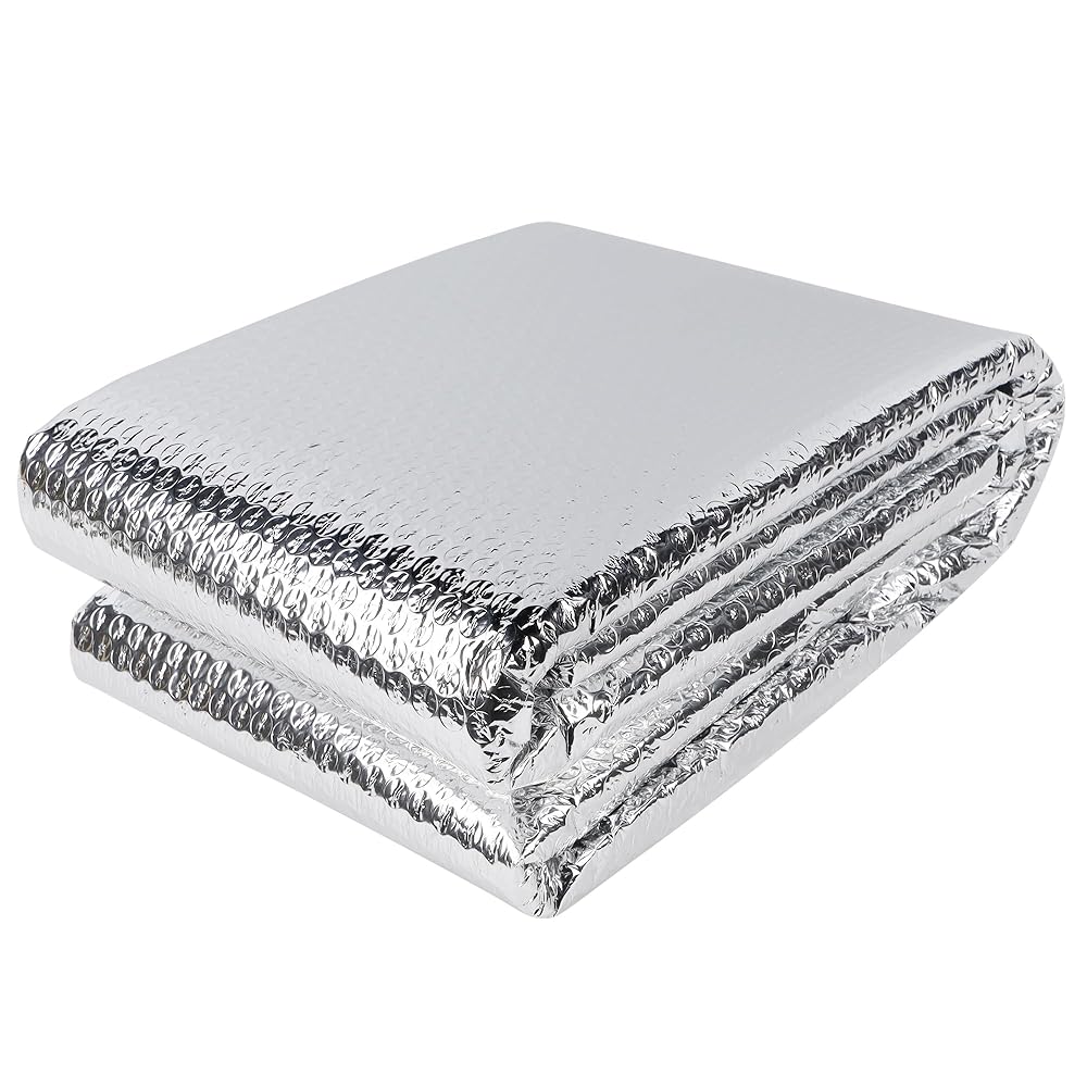 winemana Window Insulation Roll, 24IN x 10FT Reflective Heat Shield Bubble Film, Double-Sided Aluminum Foil Insulation, Weatherproof Garage Door Cover for Windows, RV, Basement, Winter & Summer