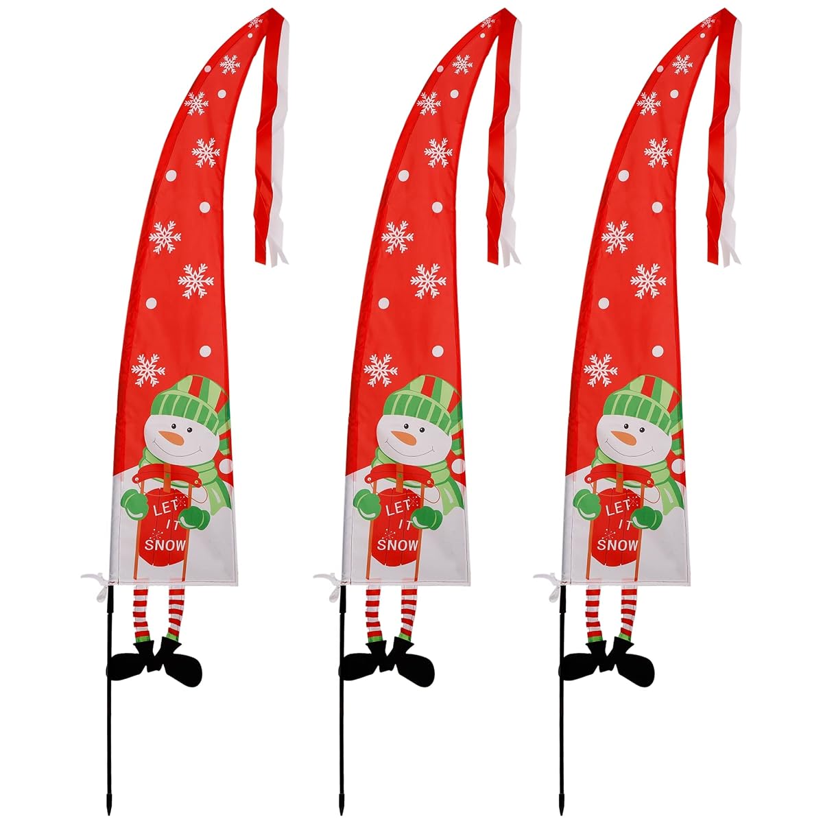 winemana Christmas Outdoor Decorations Set of 3 Snowman Feather Flag Banners, 5 Ft Merry Christmas Flags Yard Sign Stakes, Perfect for Garden Yard Lawn Front Porch Holiday Party - imagem de detalhe 1
