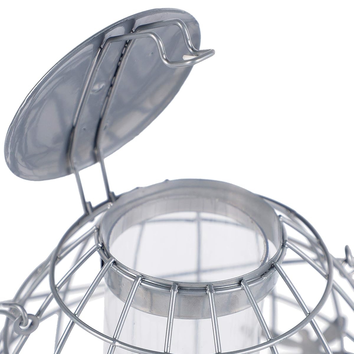winemana Outdoor Hanging Wild Bird Feeder, Caged Tube Bird Feeder Outside, Can Be Filled with Seeds, Squirrel Proof with Large Metal Guard Cage for Small Birds Brome Finch Hummingbird, Silver - imagem de detalhe 2