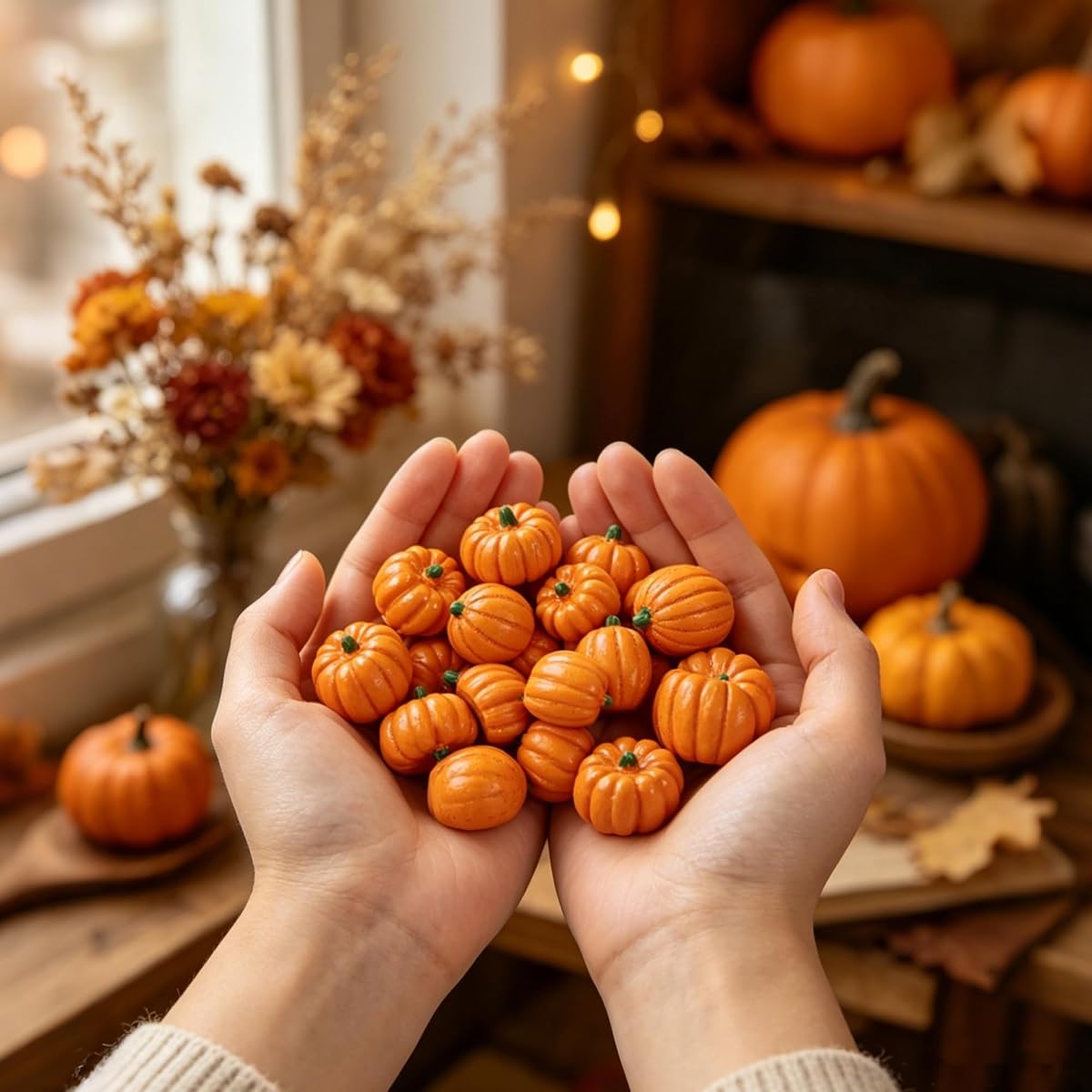 winemana 80Pcs Mini Pumpkins for Crafts, Fall Decorations for Home, Orange - 细节图 5