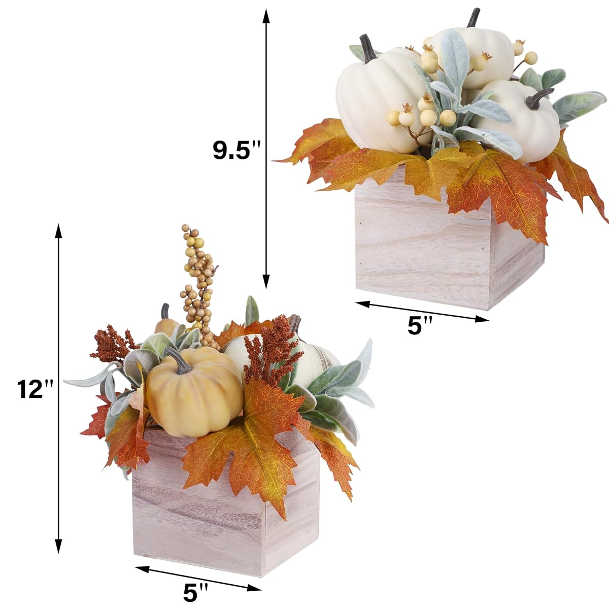 winemana Fall Decorations Artificial Pumpkin Gourd Berries Leaves, 2 Pack - imagem de detalhe 2