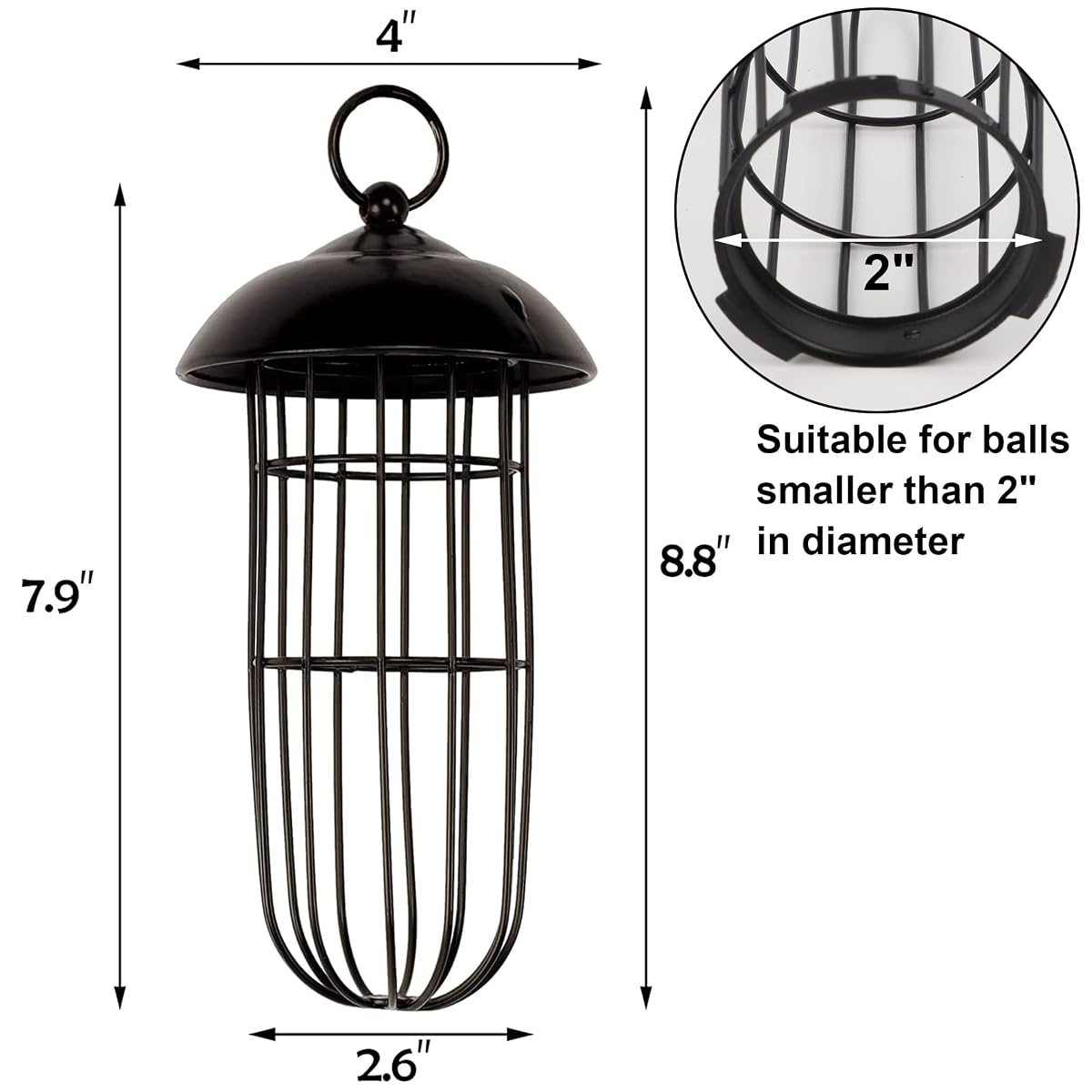 winemana Set of 2 Outdoor Wild Bird Feeder, Squirrel Proof, Hanging Fat Ball Holder Metal Feeding Tool for Birds - imagem de detalhe 2