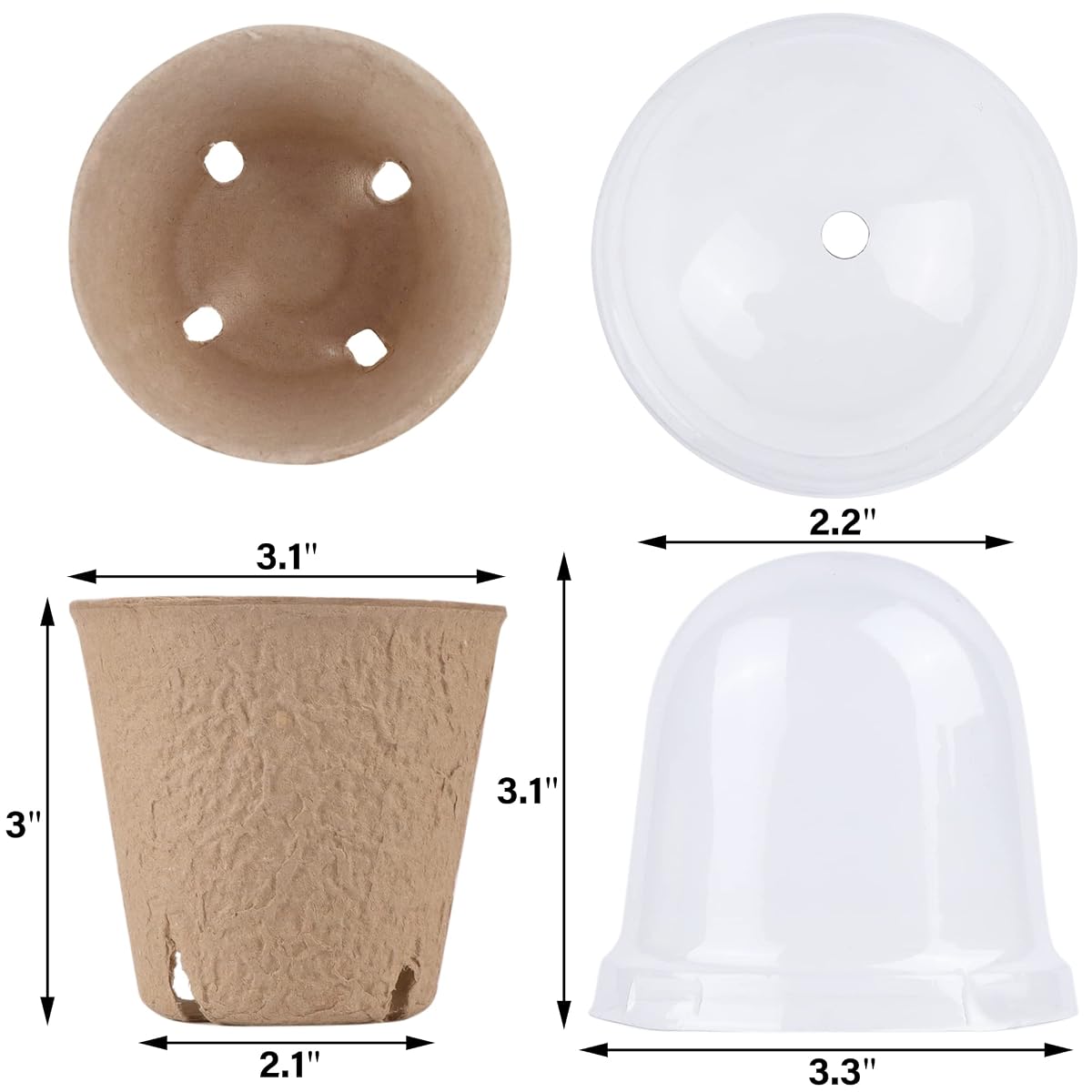 winemana 36 Set Plant Nursery Pots with Humidity Dome, Seed Starter Biodegradable Peat Pots, Seedlings Planting Pots with Labels for Indoor Outdoor Garden - detail image 1