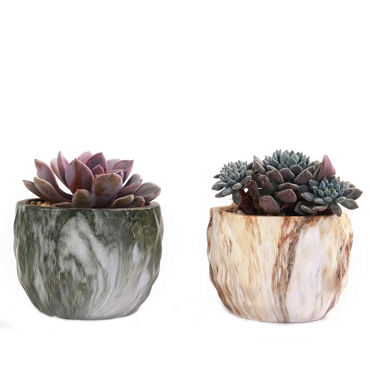 winemana Set of 4 Modern Style Marbling Ceramic Flower Pot Succulent Cactus Bonsai Planter Pots Container (Marbling Container) - imagen de detalle 6
