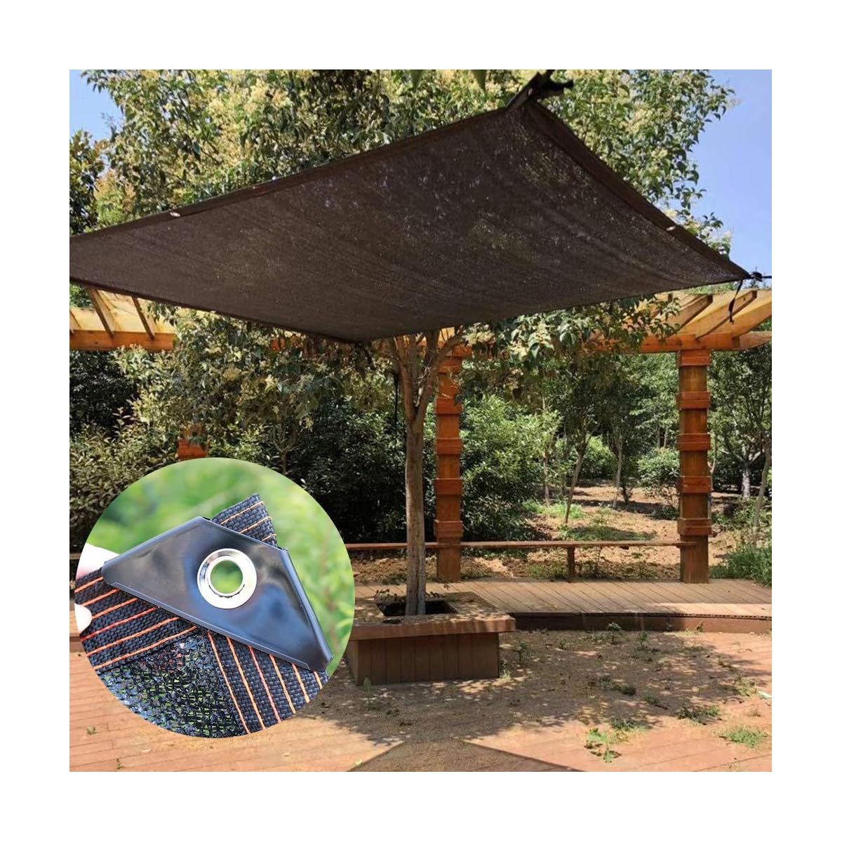 winemana 70% Black Shade Cloth, 8 x 12 FT Durable Mesh Tarp with Grommets, Resistant Garden Sun Shade Netting with Taped Edge for Plant Cover, Greenhouse, Patio, Tomatoes, Chicken Coop, Barn Kennel - imagen de detalle 4