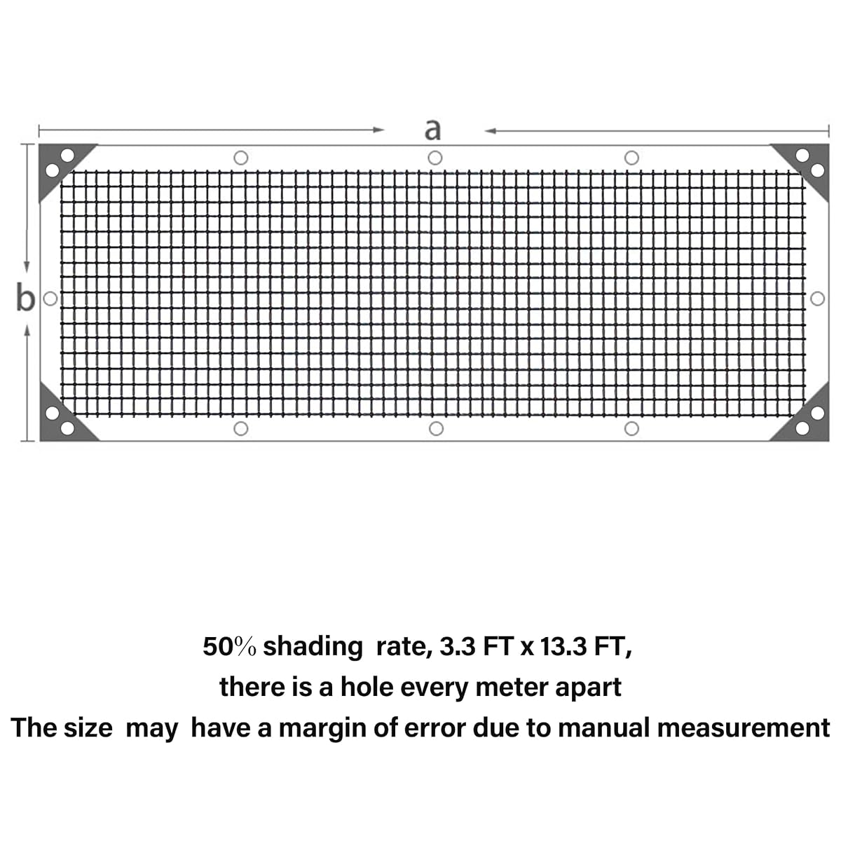 winemana 50% Black Shade Cloth, 3.3 x 13.3 FT Mesh Tarp for Garden Greenhouse Patio, Plants Heat Protection, Outdoor Sun Shade Cover, Resistant Netting Screen with Grommets for Growing Chicken Coop - imagem de detalhe 2