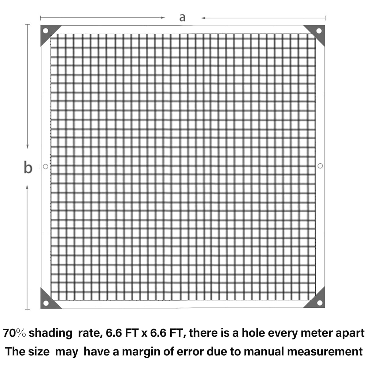winemana 70% Black Shade Cloth, 6.6 x 6.6 FT Durable Mesh Tarp with Grommets, Resistant Garden Sun Shade Netting with Taped Edge for Plant Cover, Greenhouse, Patio, Tomatoes, Chicken Coop, Barn Kennel - imagem de detalhe 1