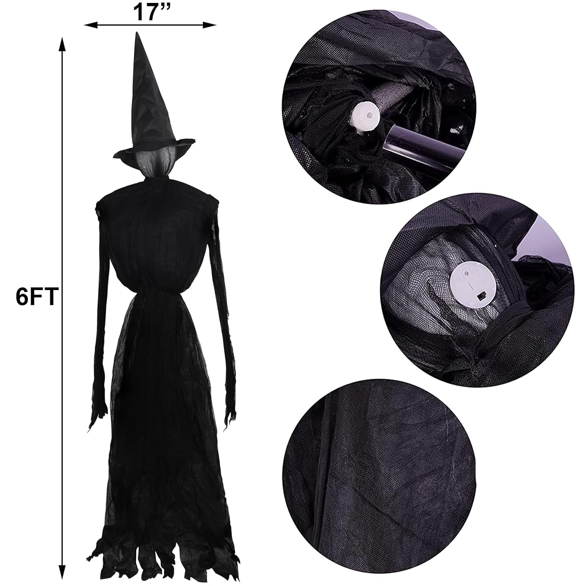 winemana 3 Pack Halloween Witches Outdoor Decorations, 6FT - imagen de detalle 1