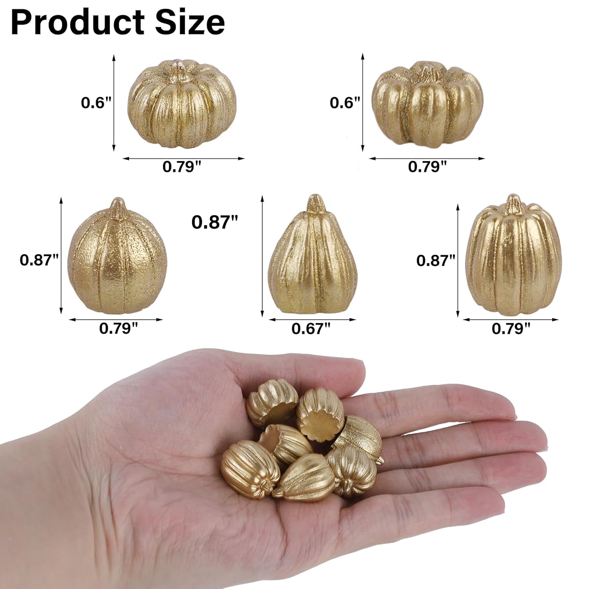 winemana 80Pcs Mini Pumpkins for Crafts, Fall Decorations for Home, Gold - imagem de detalhe 2