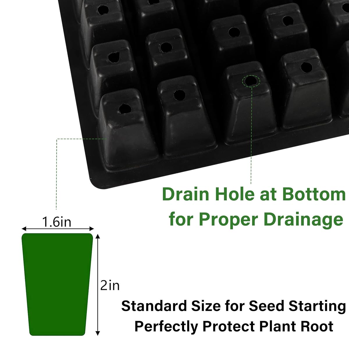 winemana 5 Set Seed Starter Trays with Humidity Dome, 200 Cell Grow Trays Seedlings Plant Staring Trays with Labels, Garden Propagator Set, Mini Greenhouse Germination Kit for Seed Growing - 细节图 4