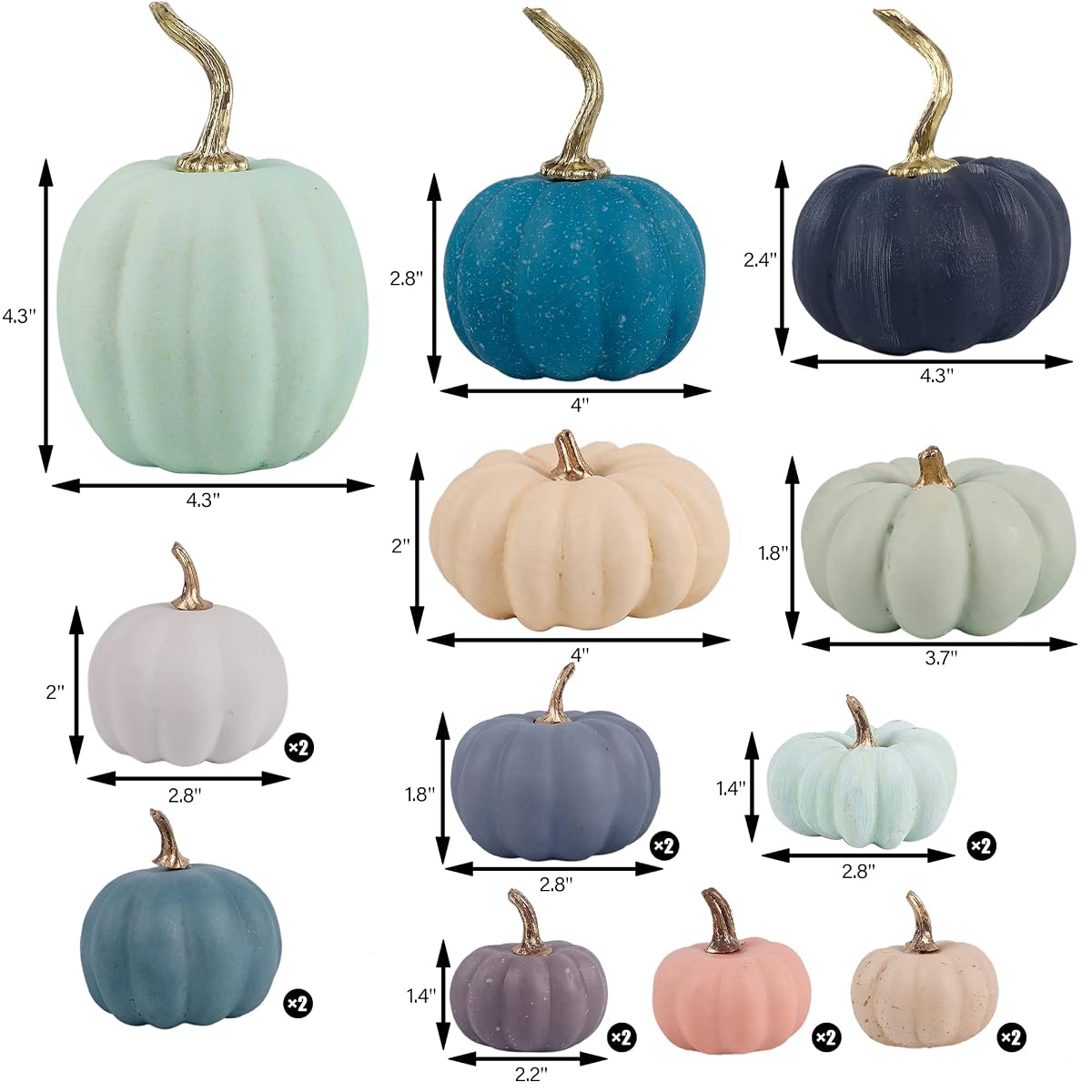 winemana 19 Pcs Thanksgiving Decorations Artificial Pumpkins, 8 Sizes 12 Colors Fall Fake Plastic Pumpkins Friendsgiving Decorations for Home Kitchen Table Indoor Outdoor Wedding Party - 细节图 1