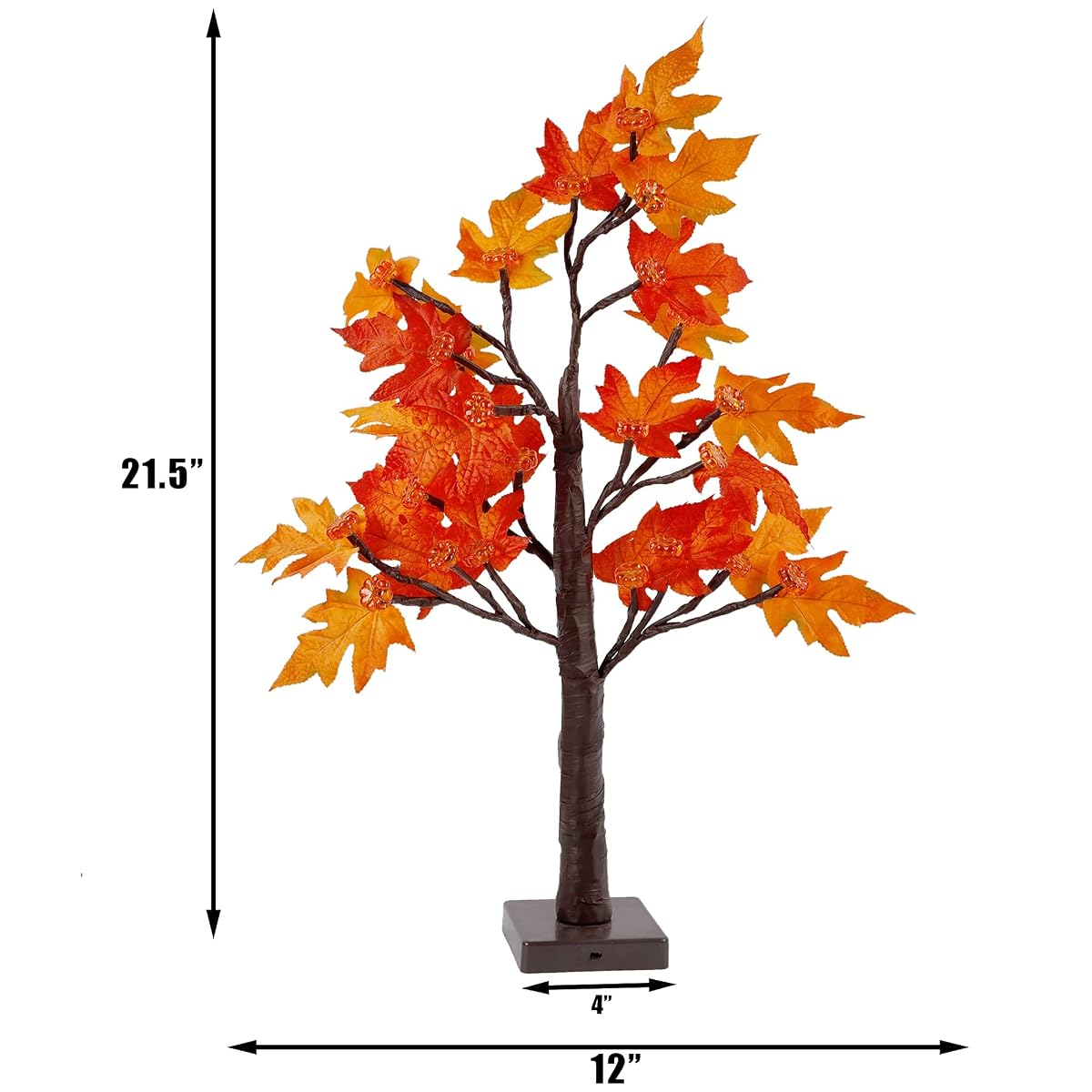 winemana 22 Inch Thanksgiving Artificial Maple Tree with Pumpkin LED Lights and Timer Harvest Autumn Fall Décor for Home Kitchen Table Centerpieces - imagen de detalle 2