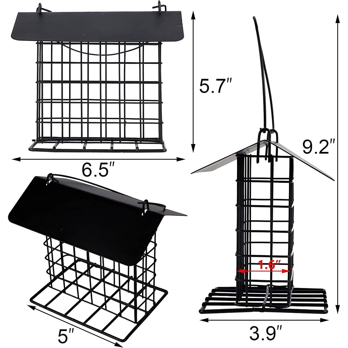 winemana Suet Feeder for Outside Hanging, Metal Suet Cake Holder Squirrel Proof, Weatherproof Bird Feeders for Wild Birds Woodpecker, Single Suet Cage for Outdoor Garden - imagem de detalhe 2