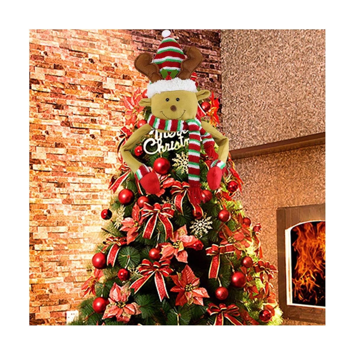winemana Christmas Tree Top, Reindeer Christmas Tree Hugger, Hollow Christmas Tree Topper Decoration, Christmas Party Supplies (Yellow) - imagen de detalle 4