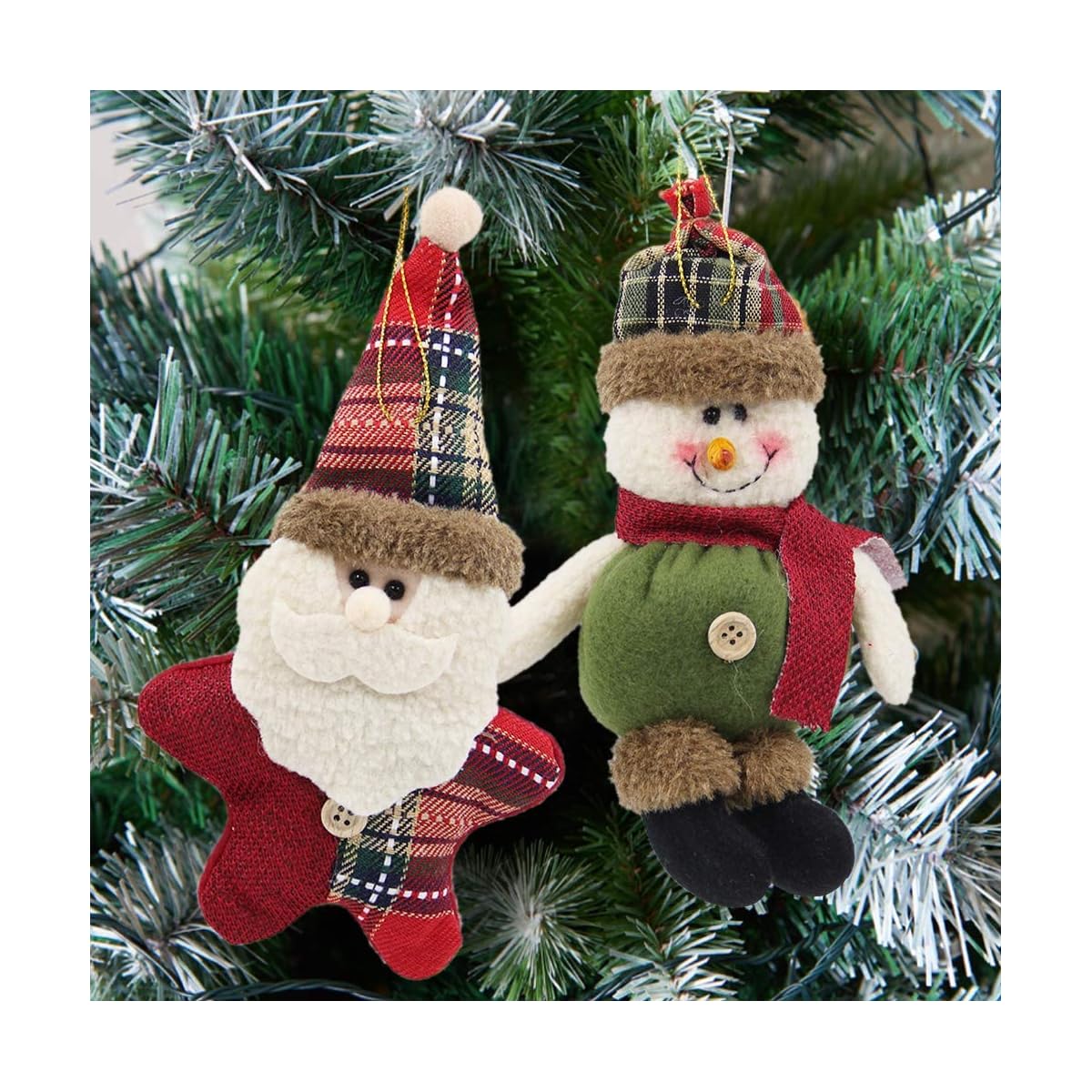 winemana Christmas Tree Ornaments Set for Xmas Home Party Decor, Christmas Hanging Snowman Elk Santa Claus Decorations, 6 Pcs (Red) - detail image 5
