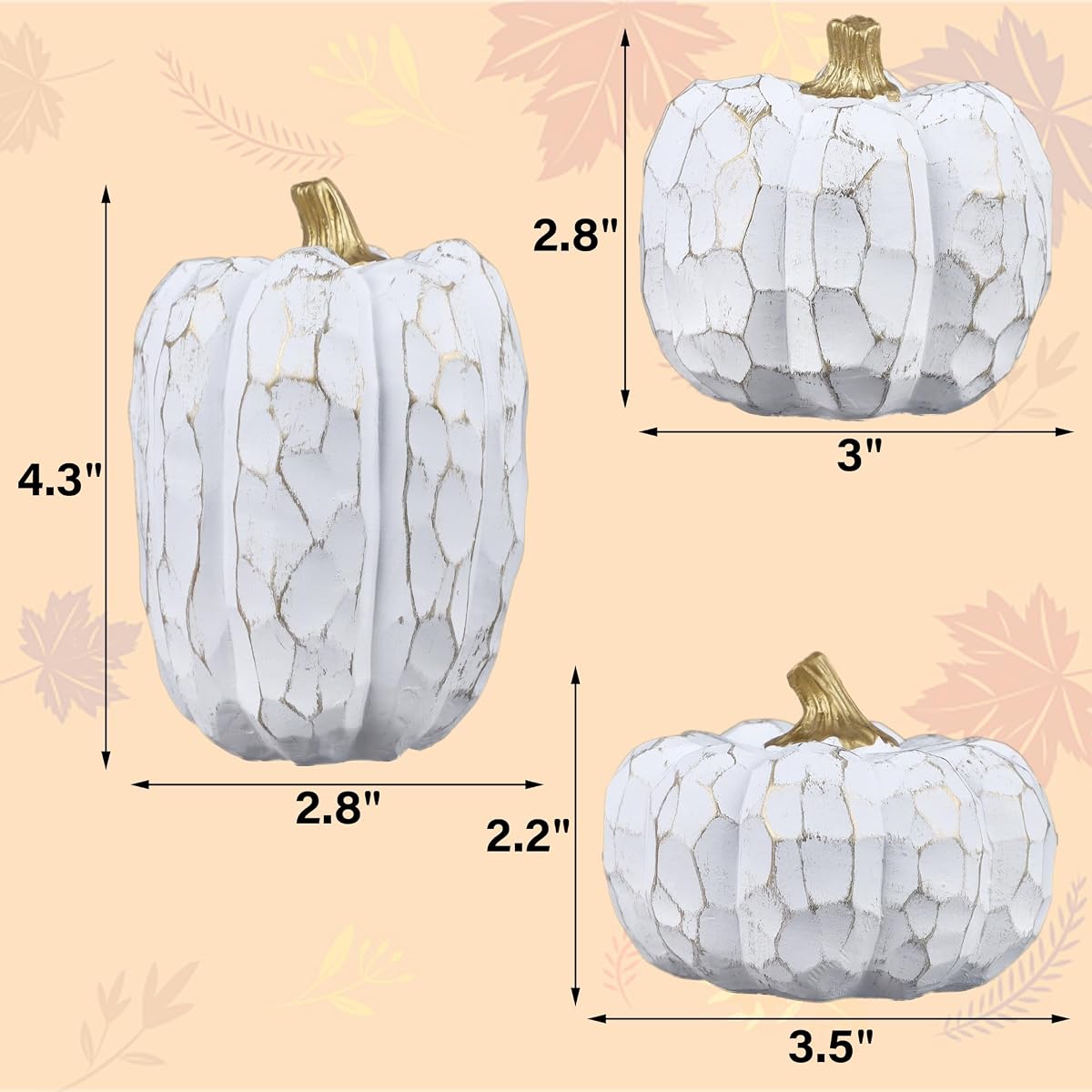 winemana Set of 3 White Pumpkins Fall Decorations for Home - imagen de detalle 2
