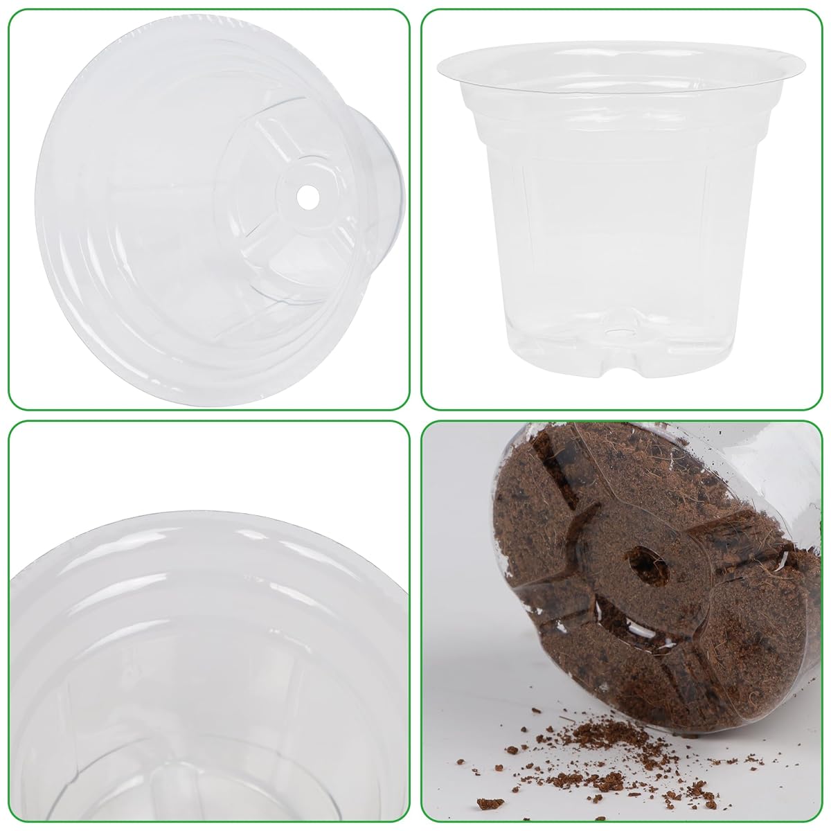winemana 4 Inch Seed Starter Tray for Vegetable Herb Lettuce Seeds, Plant Pots for Potting Soil Indoor Plants, Clear Nursery Pots Plastic Planting Pots Garden Flower Pots- 60 Packs - detail image 5