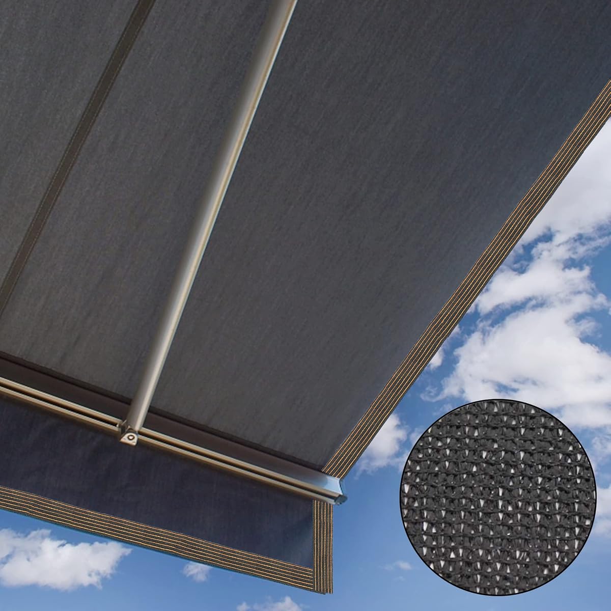 winemana 70% Black Shade Cloth, 8 x 12 FT Durable Mesh Tarp with Grommets, Resistant Garden Sun Shade Netting with Taped Edge for Plant Cover, Greenhouse, Patio, Tomatoes, Chicken Coop, Barn Kennel - imagen de detalle 5