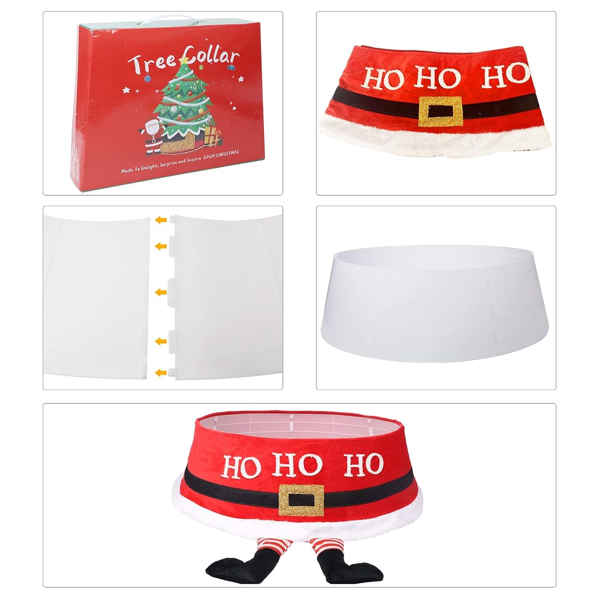 DR.DUDU Christmas Tree Ring with Santa Claus Pattern, Christmas Tree Collar,Top 24 Inches Diameter Bottom 30 Inches Diameter Christmas Tree Decoration for for Home Decoration in Winter and New Year - imagem de detalhe 4