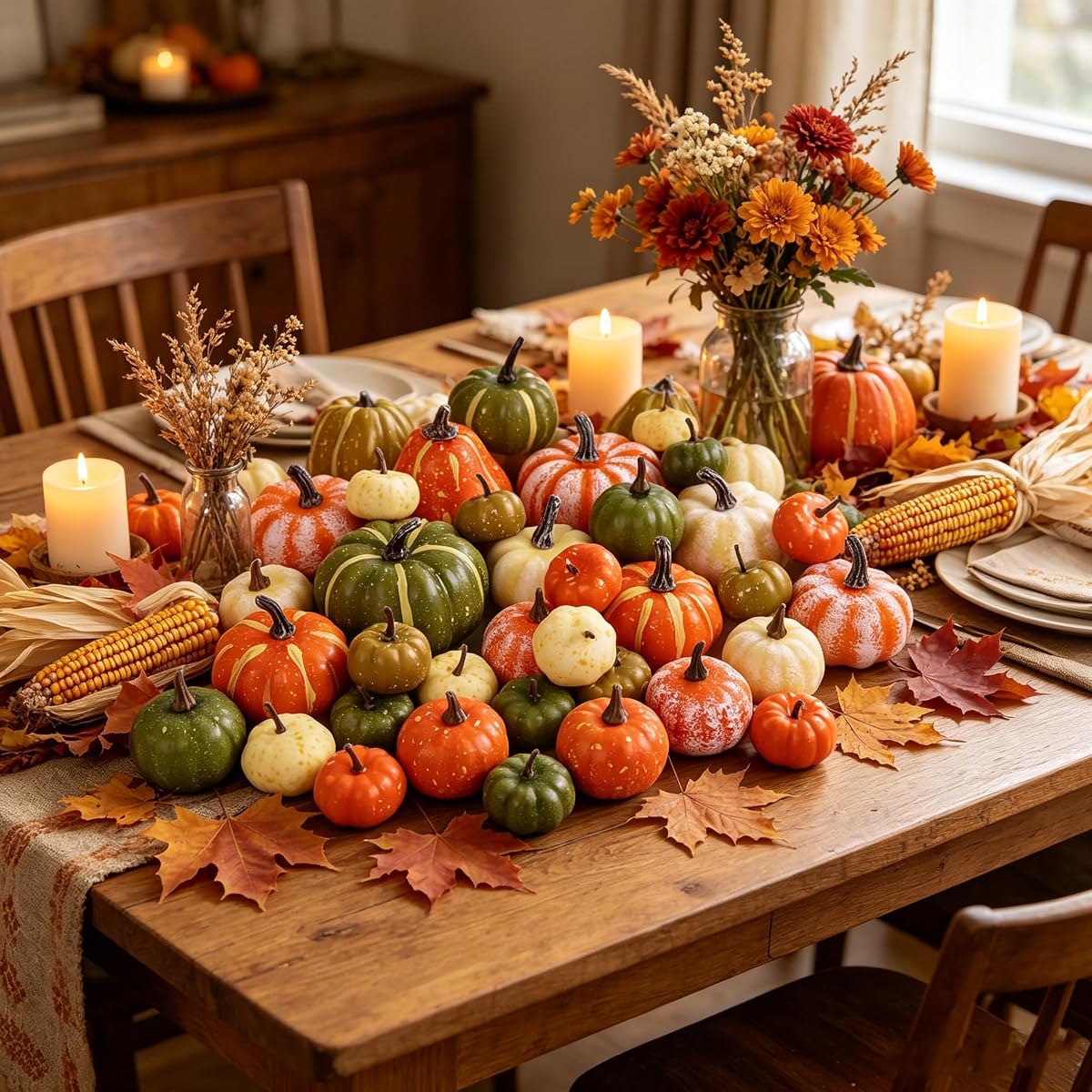winemana 46 Pcs Artificial Pumpkins for Decorating Fall Decorations - imagen de detalle 1