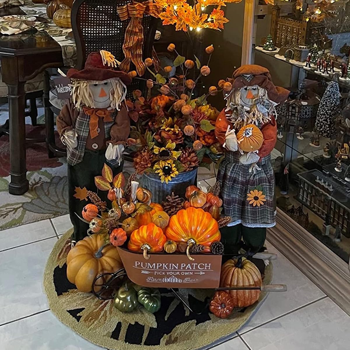 winemana 3 Pcs Thanksgiving Decorations Large Artificial Pumpkins, Orange Rustic Tabletop Centerpieces, Friendsgiving Decorations for Home Kitchen Table Fall Harvest Season - imagem de detalhe 5