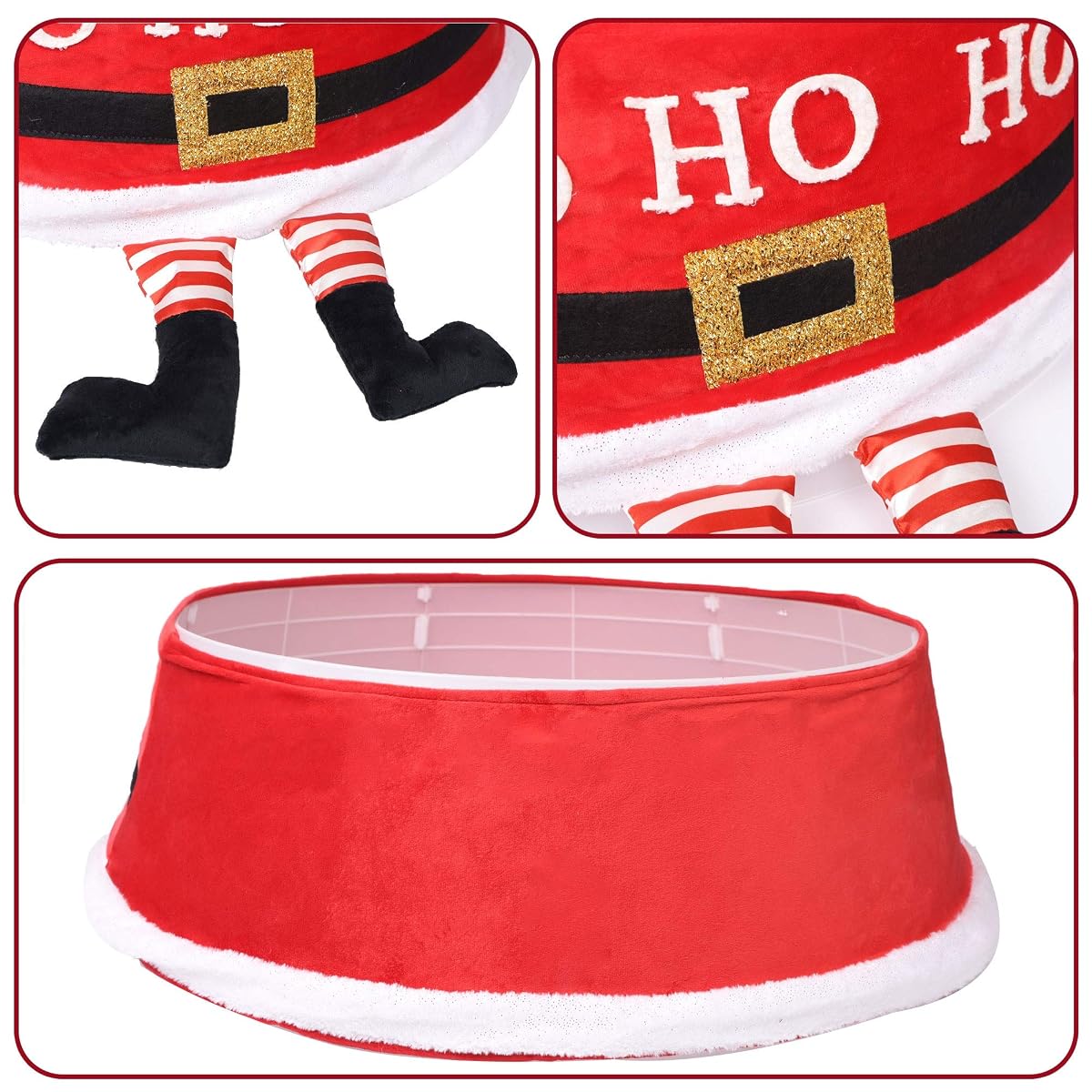 DR.DUDU Christmas Tree Ring with Santa Claus Pattern, Christmas Tree Collar,Top 24 Inches Diameter Bottom 30 Inches Diameter Christmas Tree Decoration for for Home Decoration in Winter and New Year - imagem de detalhe 3