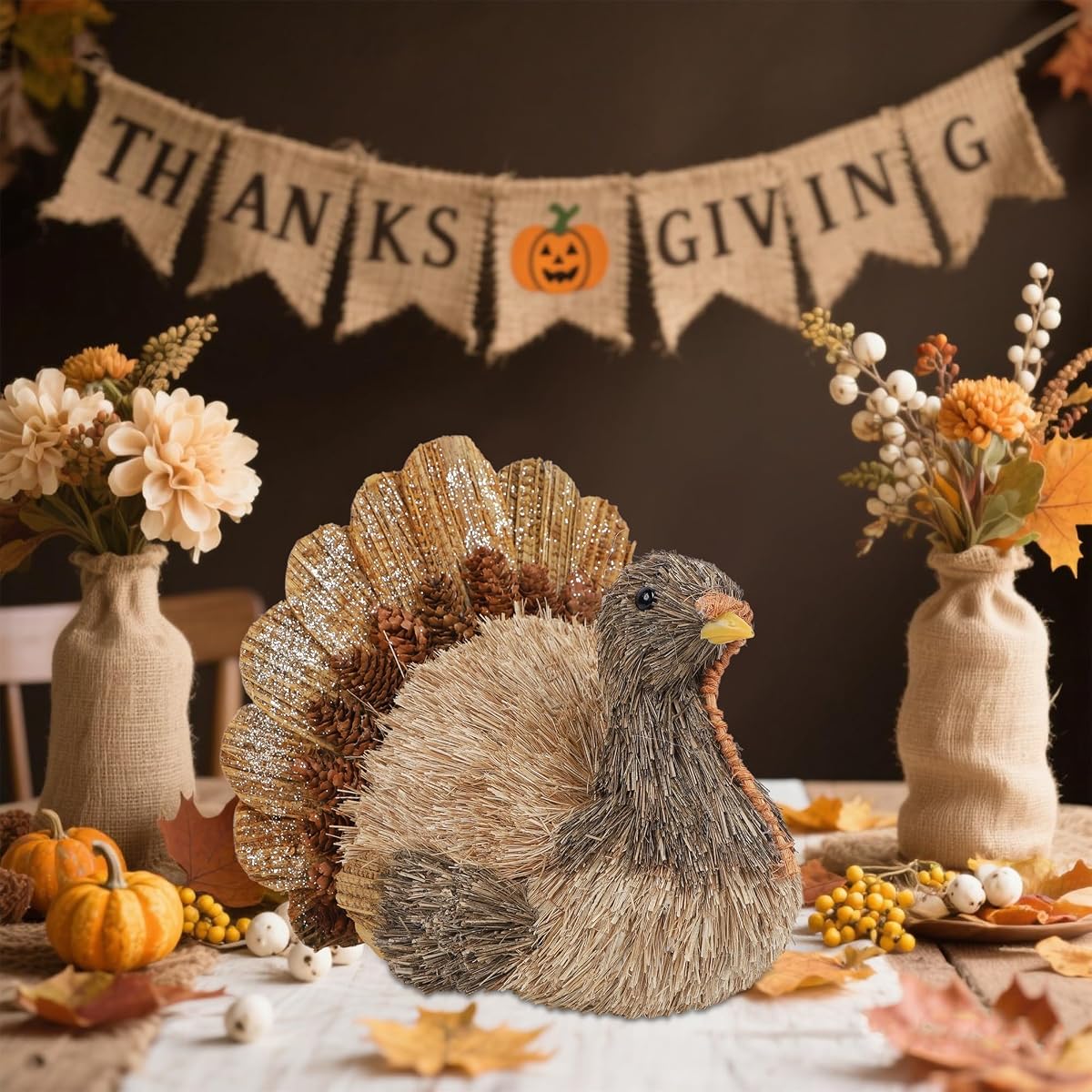 winemana Sisal Turkey Figurine – Thanksgiving Table Decorations Indoor - detail image 4