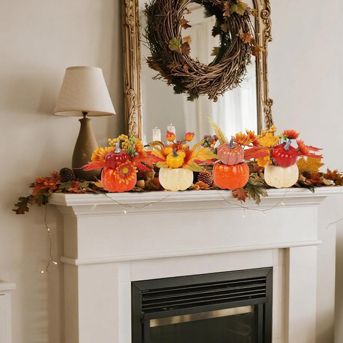 winemana Fall Decorations for Home, Set of 6 Artificial Pumpkins - imagen de detalle 5