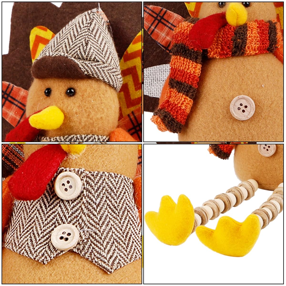 winemana 2 Pack Thanksgiving Decorations Stuffed Turkeys - imagen de detalle 4