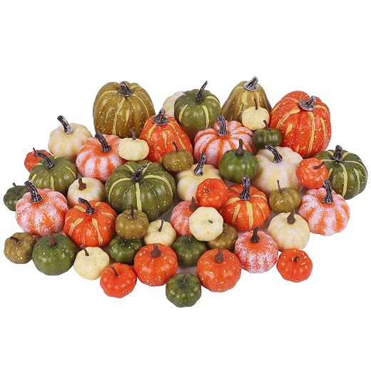 winemana 46 Pcs Artificial Pumpkins for Decorating Fall Decorations