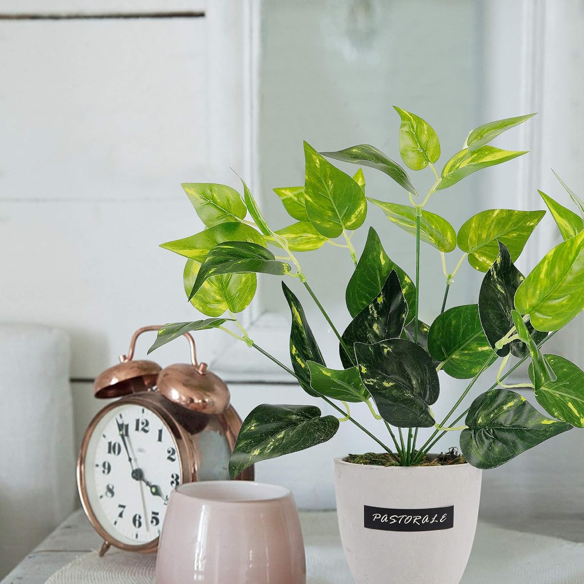 winemana 13.4 inches Artificial Potted Greenery Green Leaf Plants Small Plants for Office Desk Indoor Outdoor Decoration - imagen de detalle 4