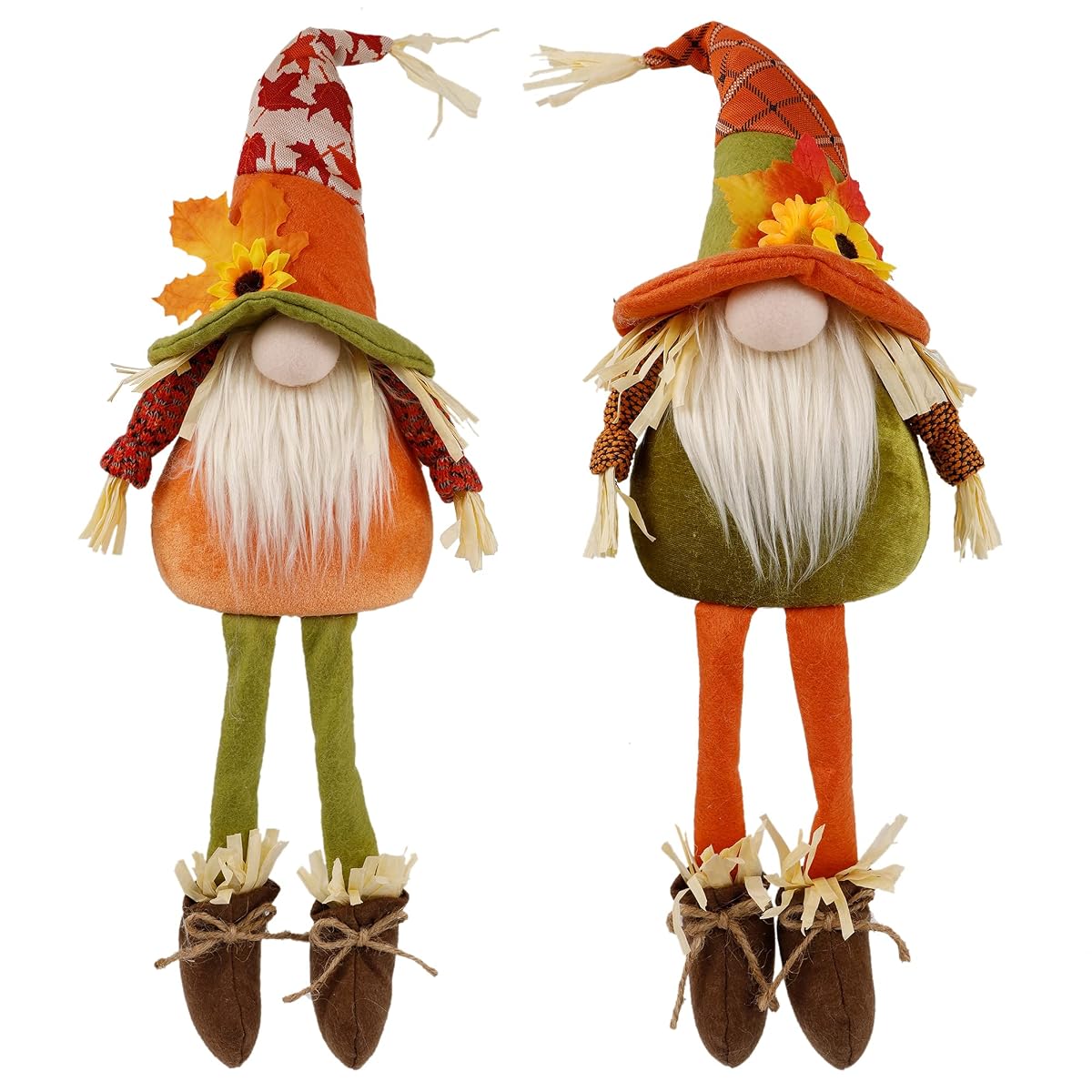 winemana Thanksgiving Tabletop Decorations Set of 2 Gnomes with Lights, Fall Swedish Tomte Dwarf Figurine for Home Kitchen Fireplace (25.6" x 8") - imagem de detalhe 1