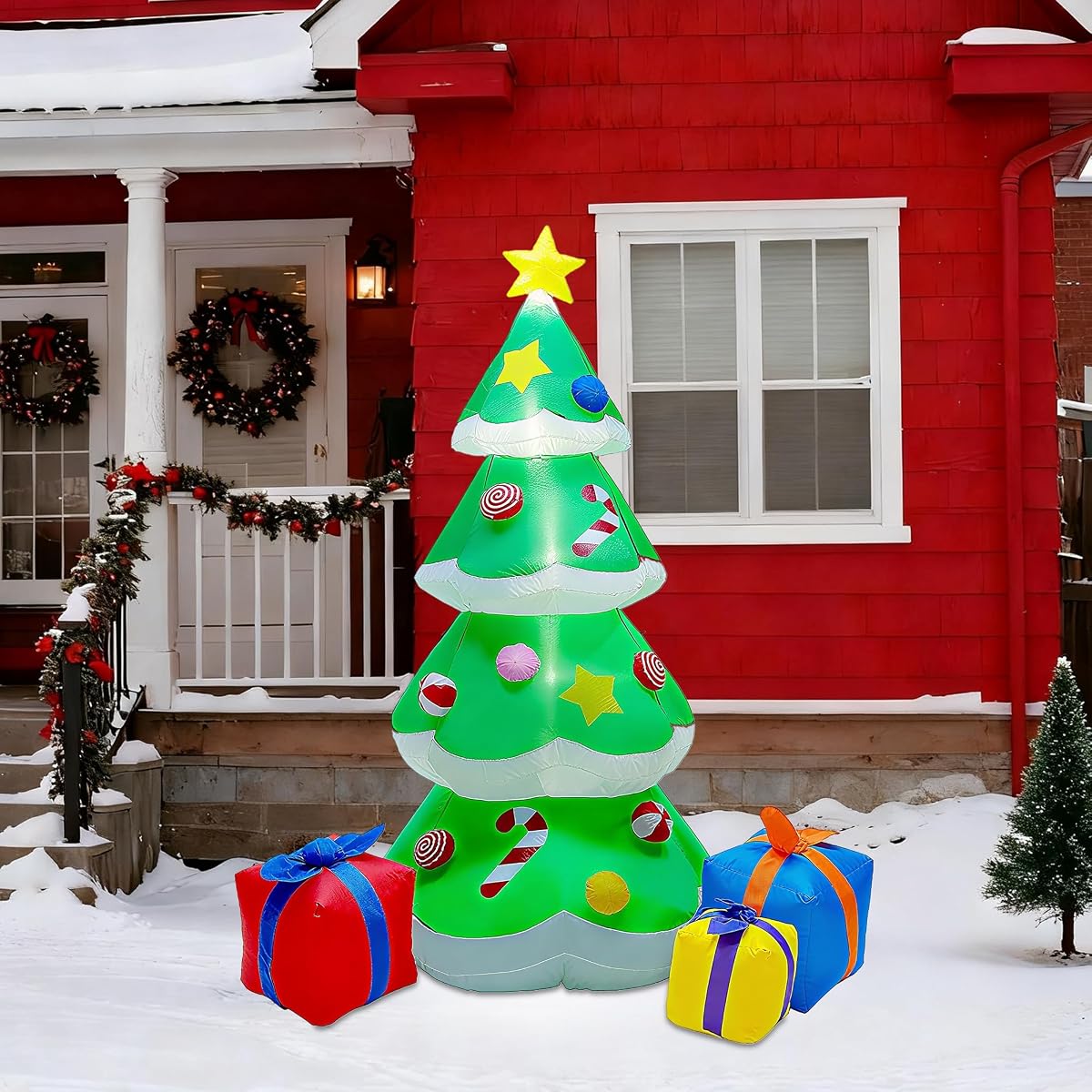 DR.DUDU 7 FT Inflatable Christmas Tree with Led Lights, Lighted Christmas Tree for Blow Up Yard Decoration, Indoor Outdoor Yard Garden Christmas Decoration - imagen de detalle 3