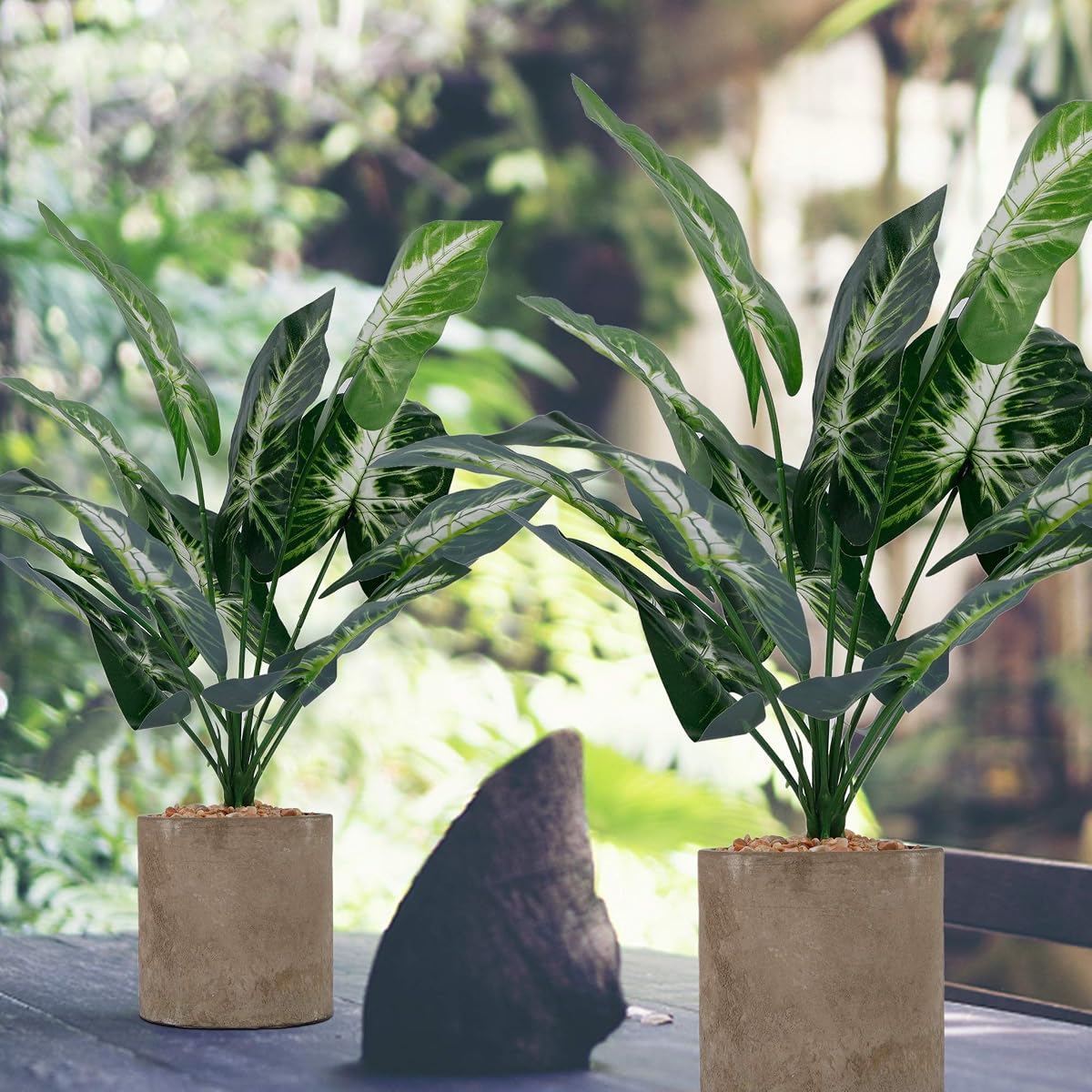 winemana 18" Artificial Potted Green Leaf Plants in Pot, Fake Small Houseplants for Indoor, Home, Living Room, Office, Tabletop, Desk - detail image 4
