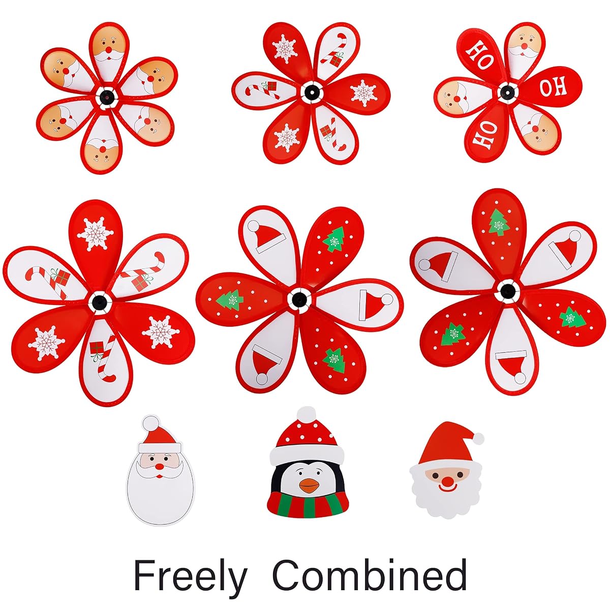 winemana Christmas Yard Decorations Pinwheels with Stakes, Set of 3 DIY Wind Spinner Windmill with Santa Claus Penguin Ornaments for Outdoor Garden Lawn Front Porch Winter Xmas Decor - detail image 2