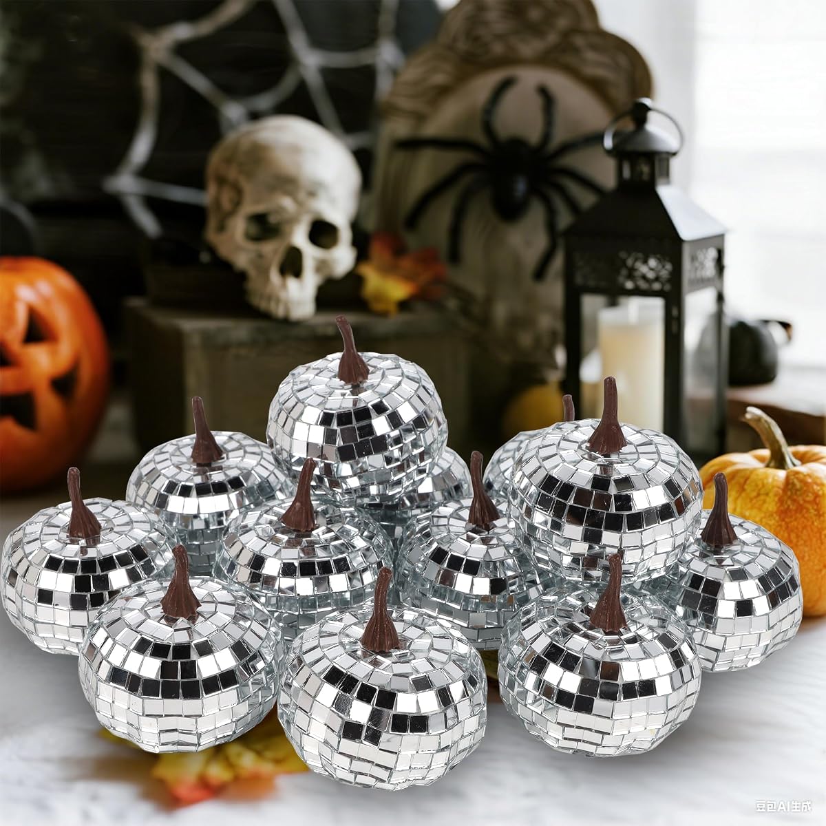 winemana 12 Pack Silver Pumpkin Fall Decor - imagen de detalle 4