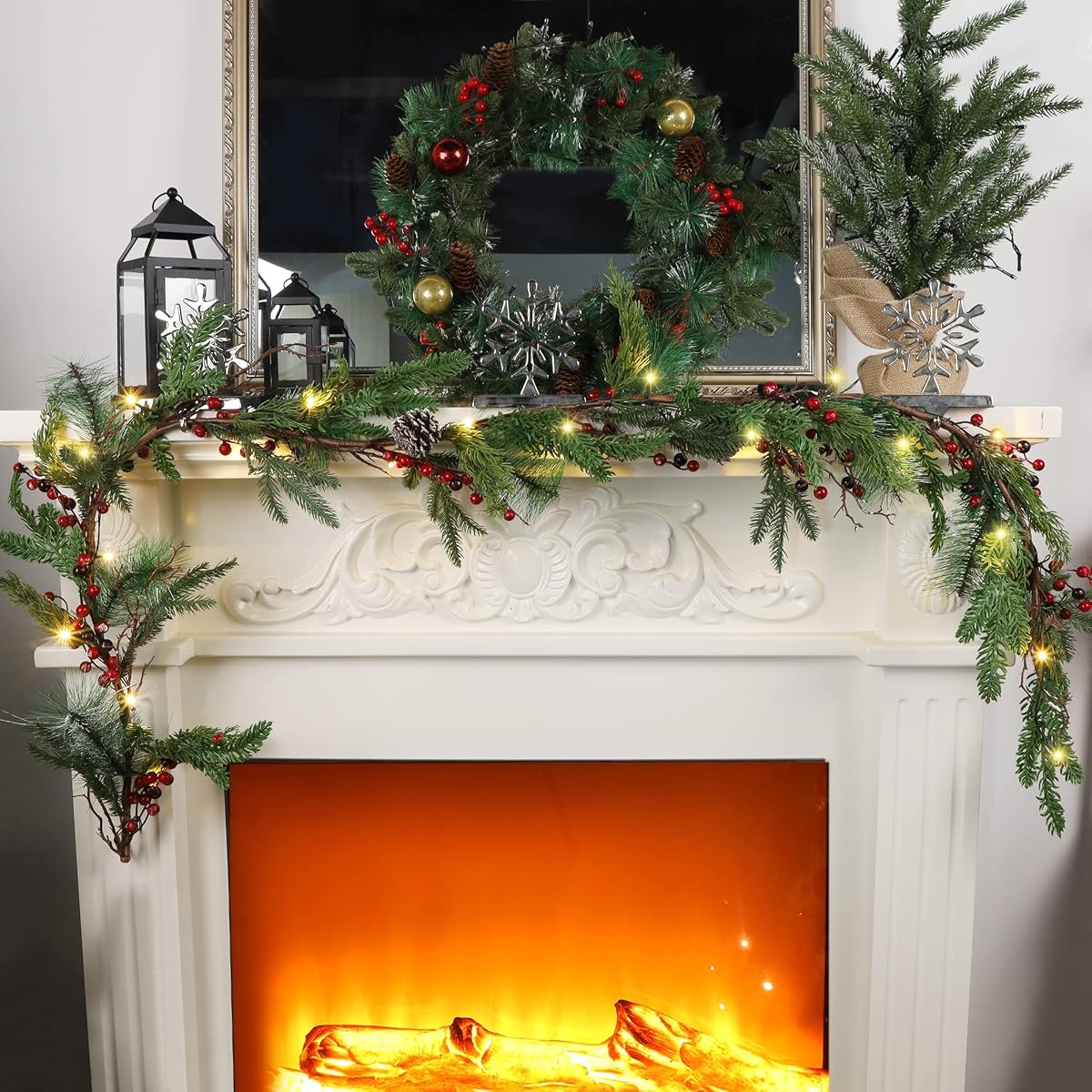 winemana 6 FT Pre-lit Artificial Christmas Garland with Lights for Mantle - imagem de detalhe 1