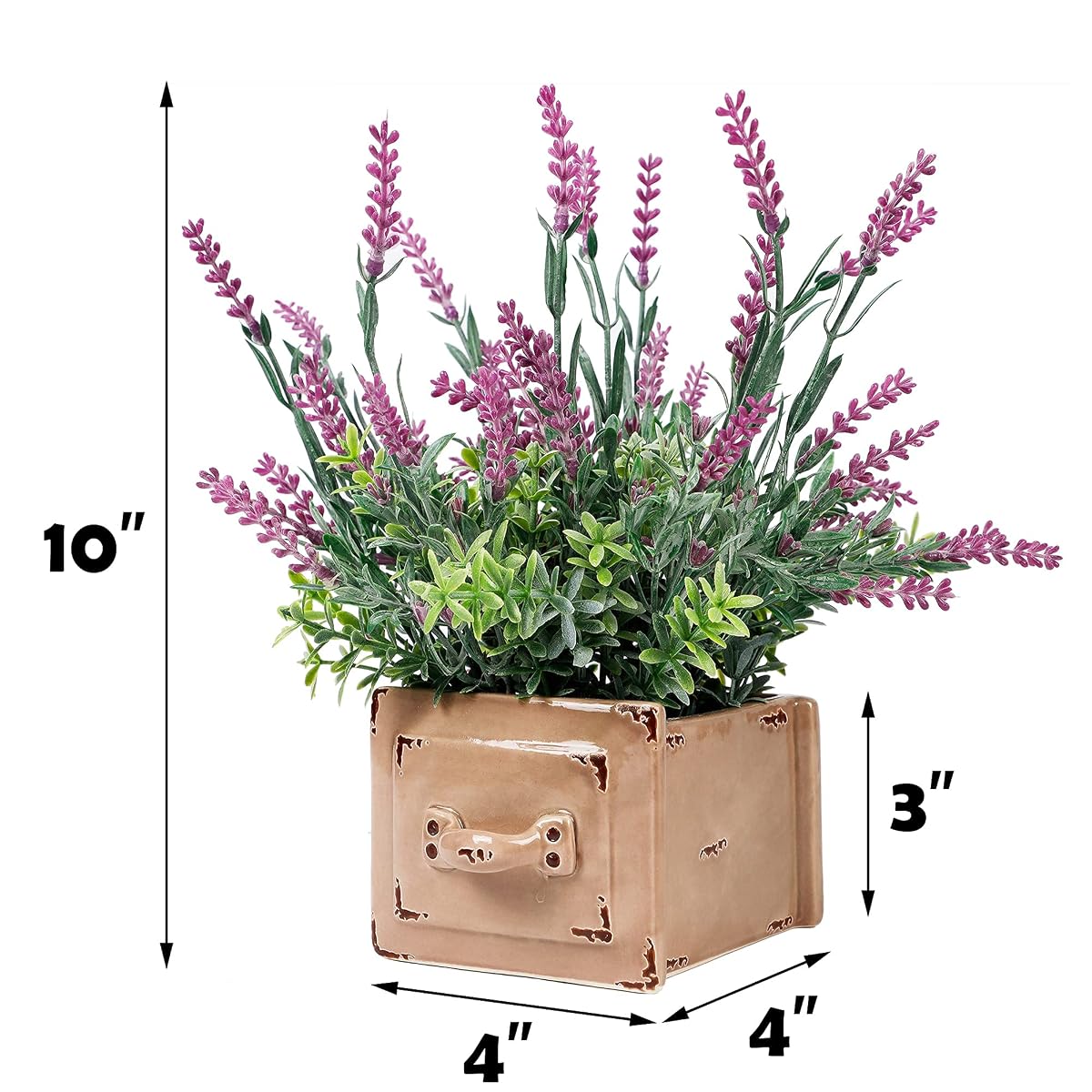 winemana Artificial Lavender Plant in Pot, 10" x 4" x 4" Purple Faux Silk Floral Arrangements for Kitchen Office Weddings Rustic Home Décor Indoor Outdoor Centerpieces (Light Pink) - 细节图 2
