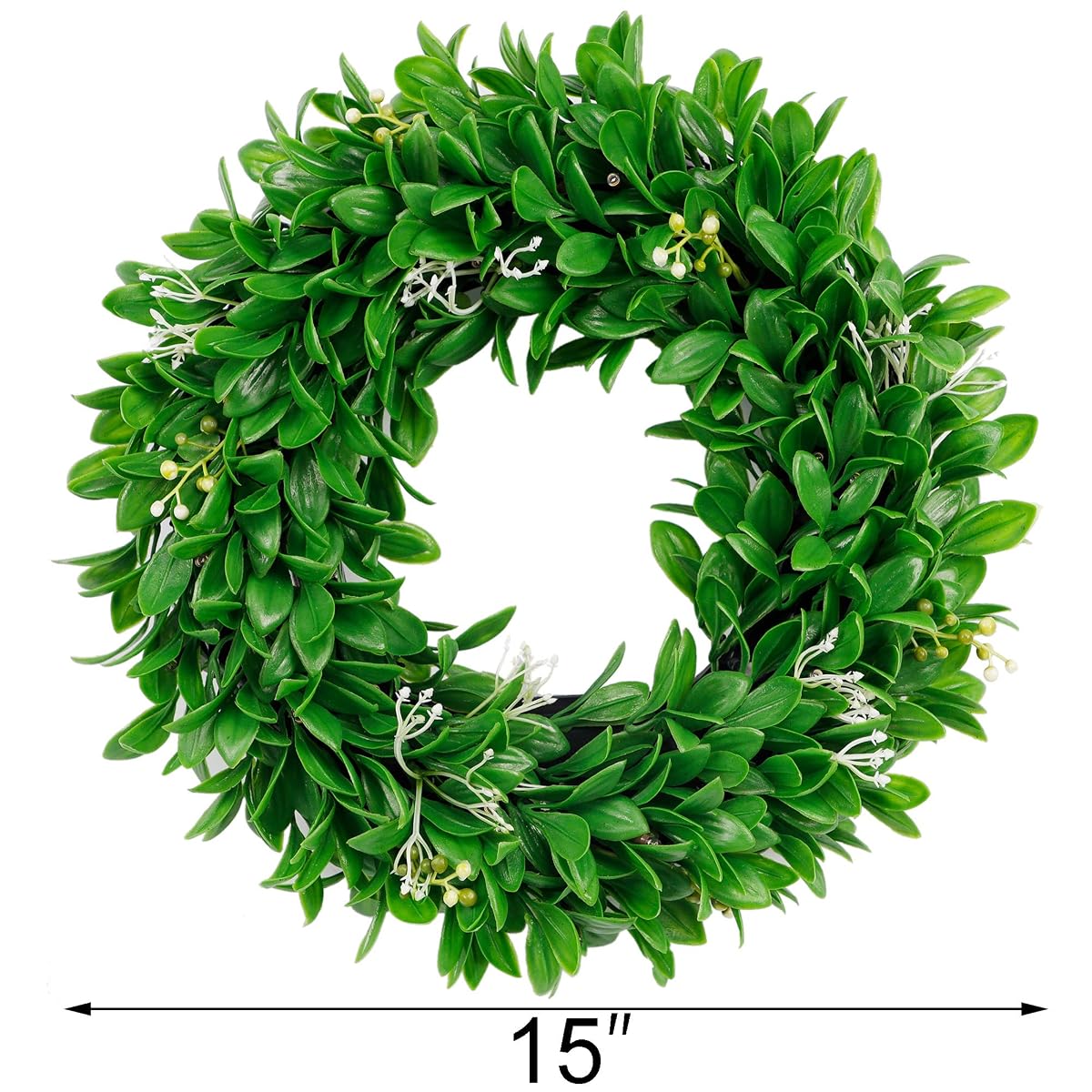 winemana 15" Spring Door Wreath, 30 LED Artificial Wreath for Front Door, Eucalyptus Wreaths Spring Decorations for Home Window Outdoor Decor (15") - imagen de detalle 3