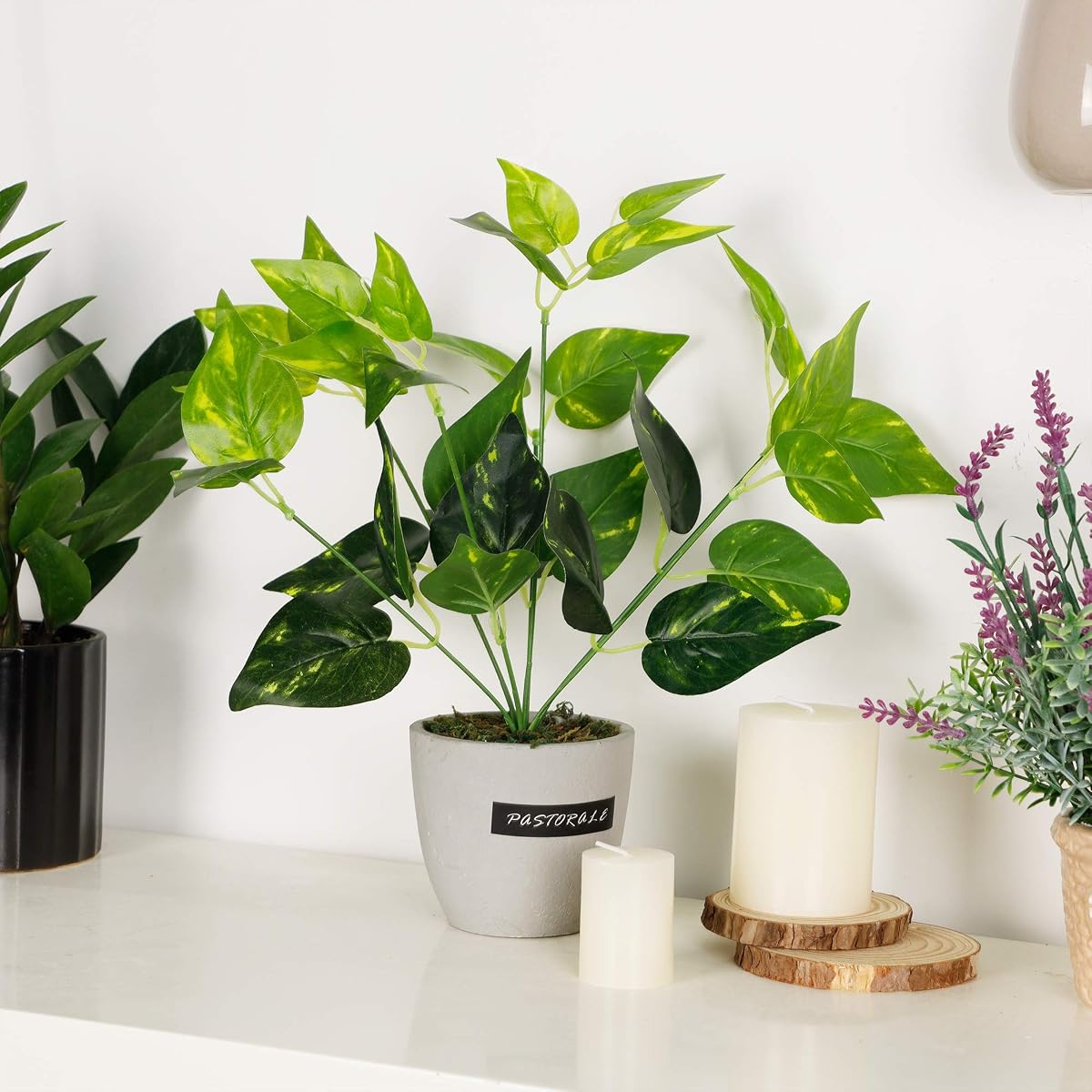winemana 13.4 inches Artificial Potted Greenery Green Leaf Plants Small Plants for Office Desk Indoor Outdoor Decoration - imagen de detalle 5