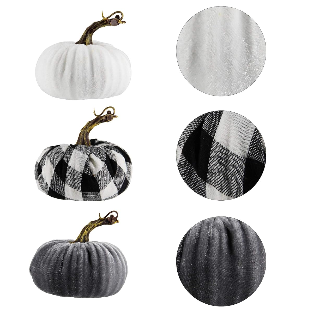 winemana 6 Pcs Thanksgiving Decorations Artificial Pumpkins, Foam Lint Pumpkins 3 Colors Fall Friendsgiving Decor for Home Kitchen Table Party Indoor Outdoor Harvest Day - 细节图 3