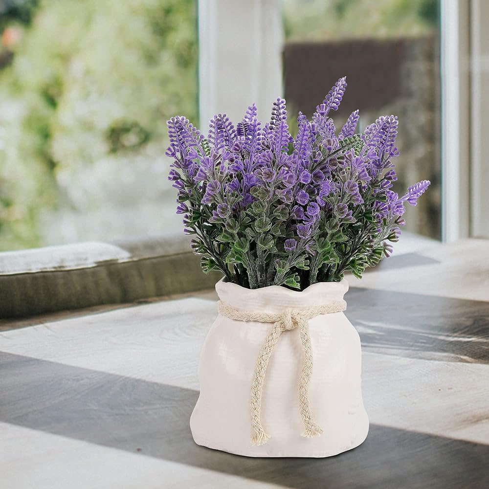winemana Artificial Lavender Plant in Pot, 7.8" x 4" x 4" Purple Fake Flowers Table Décor for Bedroom Office Home Rustic Indoor Decoration (Light Purple)
