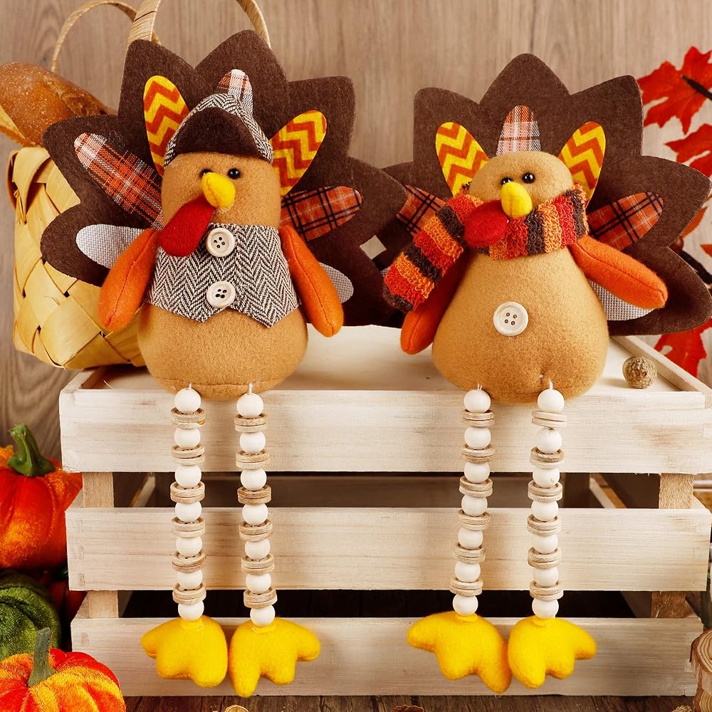 winemana 2 Pack Thanksgiving Decorations Stuffed Turkeys