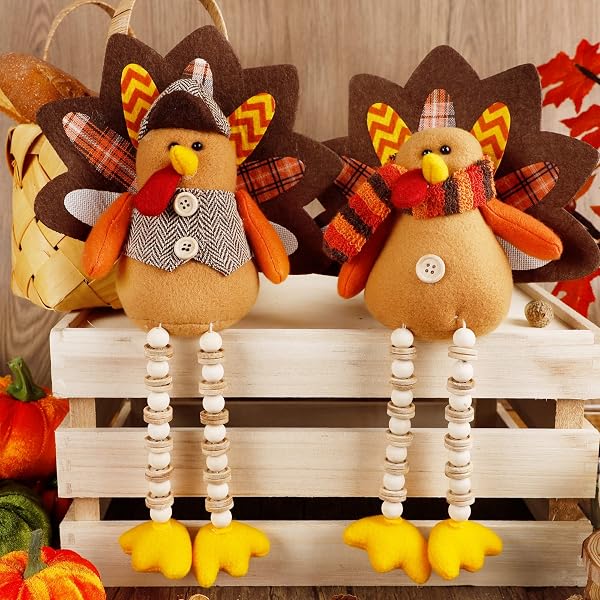 winemana 2 Pack Thanksgiving Decorations Stuffed Turkeys