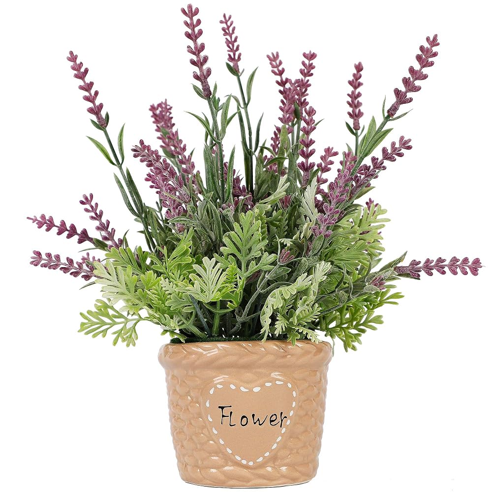 winemana Artificial Lavender Potted Plants, 12 X 3 X 3 in, Faux Flower Modern Farmhouse Decor, Country Decor, Durable for Home, Bathroom, Coffe Table, Lavender Room, Indoor Outdoor