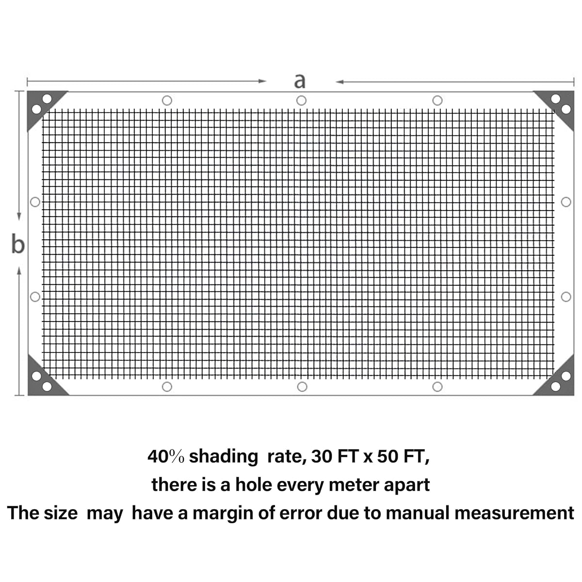 winemana Black Shade Cloth 40%, 30x50 FT Mesh Tarp - Garden Shade for Greenhouse, Patio, Vegetables, Plants Cover and Chicken Coops, Sun Shade Net for Outdoor Protection with Reinforced Grommets - imagem de detalhe 2